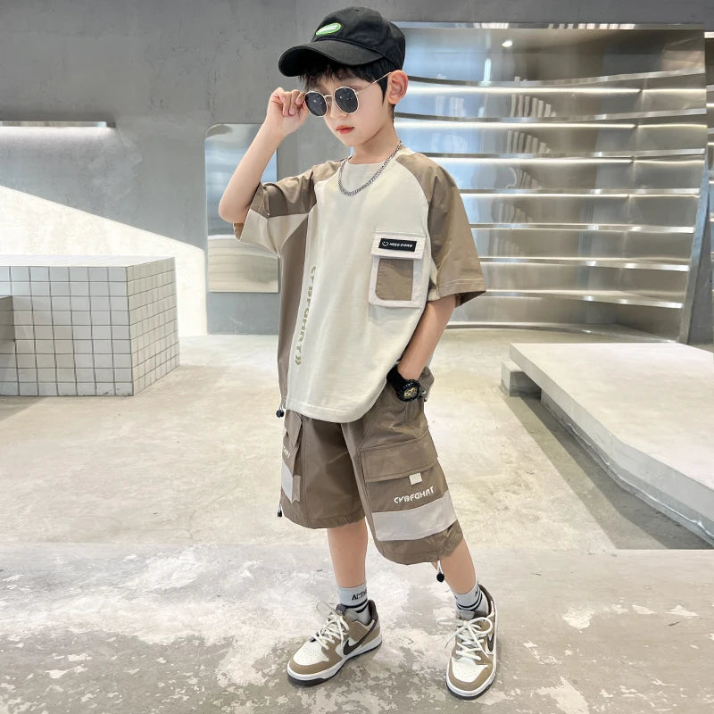 2026 Boys Summer T-Shirt and Shorts Set – Casual Sportswear 2 pcs