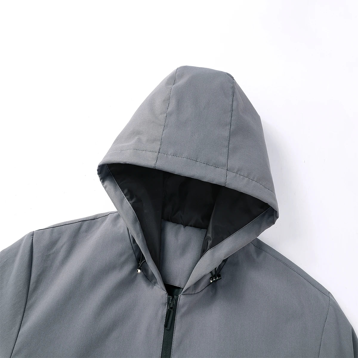 Gray hooded jacket on a white background