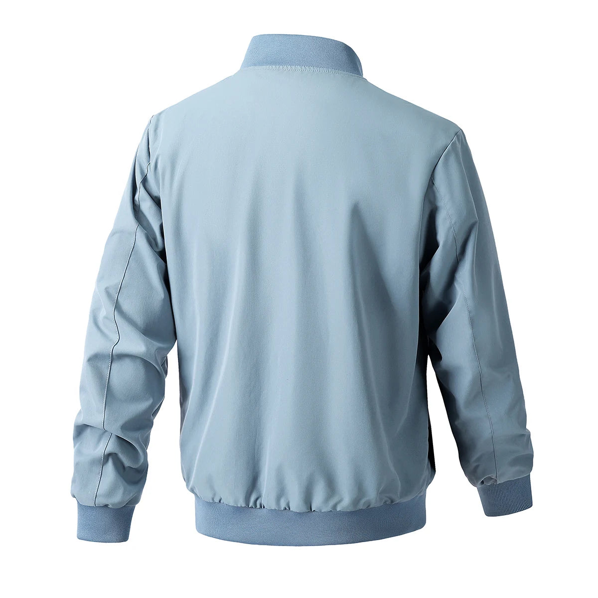 Light blue bomber jacket on a white background
