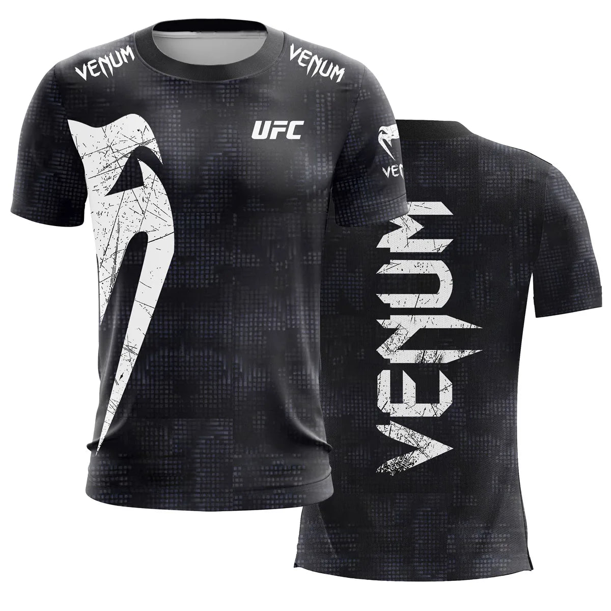 UFC Men's Black White 3D Print Fitness T-Shirt