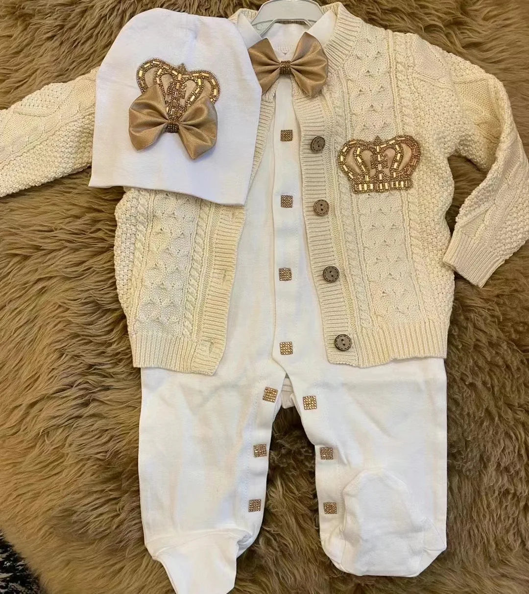 Crochet Baby Romper and Bonnet Welcome Home Set