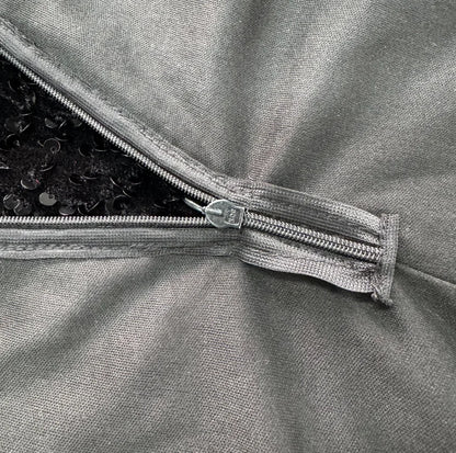 Women’s Sequined Feather Mesh Plunge V-Neck Bodycon Dress