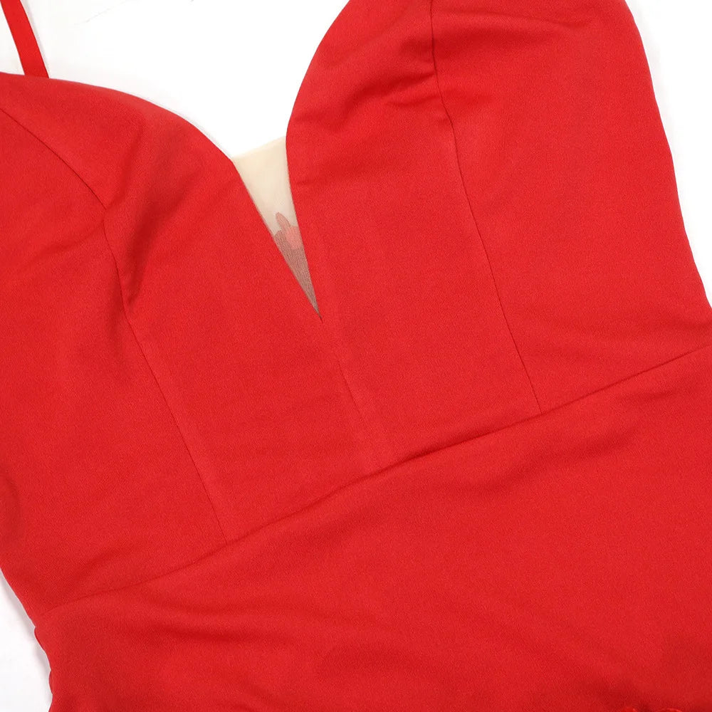 Women's V-Neck Ruffle Sleeveless Bodycon Mini Dress