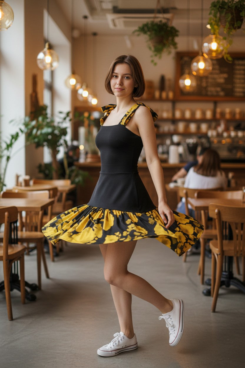 Women’s Tie-Dye Patchwork Sleeveless Swing Mini Dress