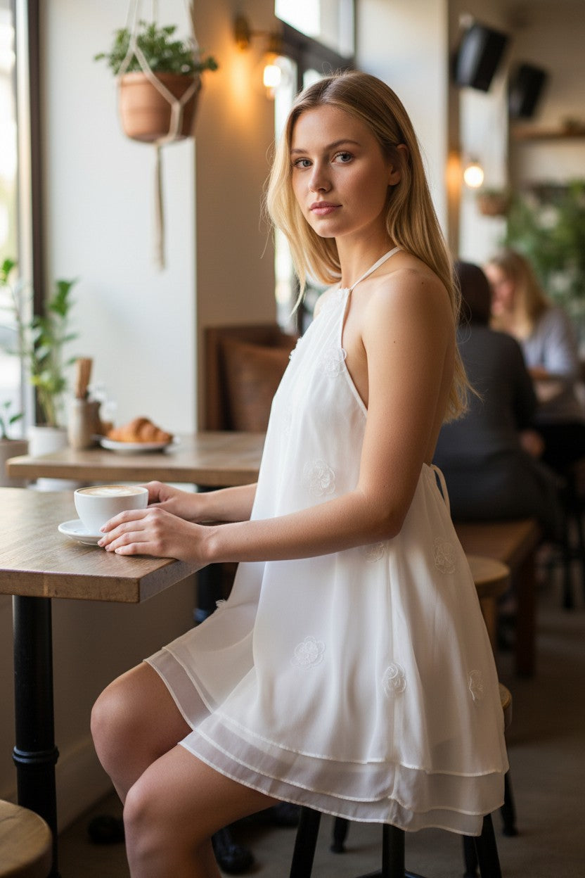 Women’s Halter Backless Bowknot A-Line Mini Dress