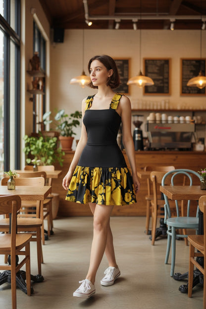 Women’s Tie-Dye Patchwork Sleeveless Swing Mini Dress