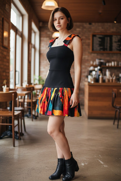 Women’s Tie-Dye Patchwork Sleeveless Swing Mini Dress