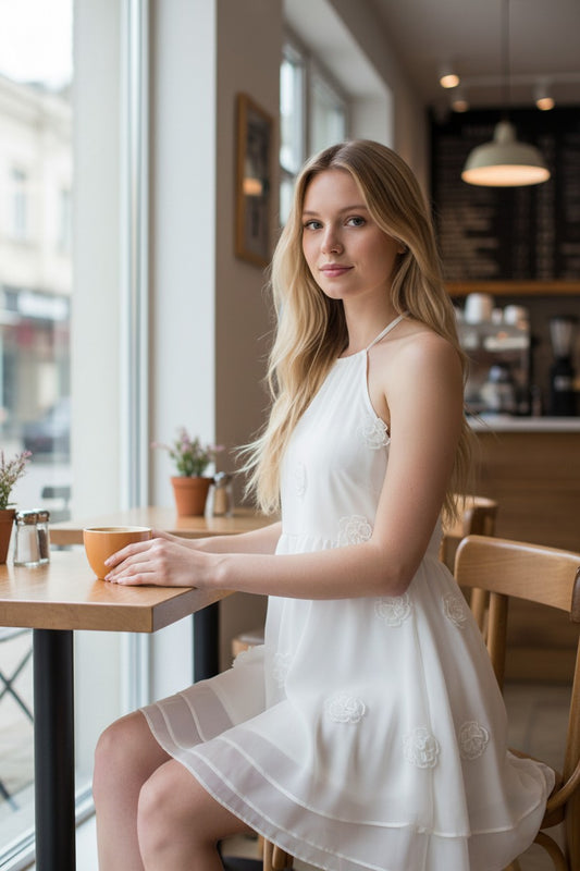 Women’s Halter Backless Bowknot A-Line Mini Dress