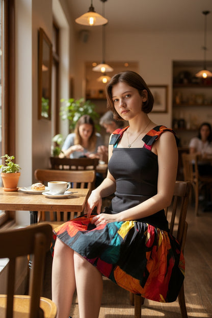 Women’s Tie-Dye Patchwork Sleeveless Swing Mini Dress