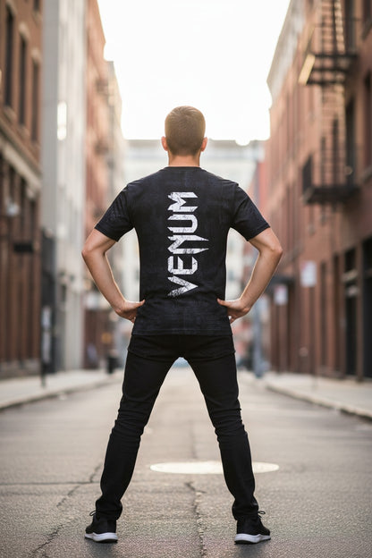 UFC Men's Black White 3D Print Fitness T-Shirt